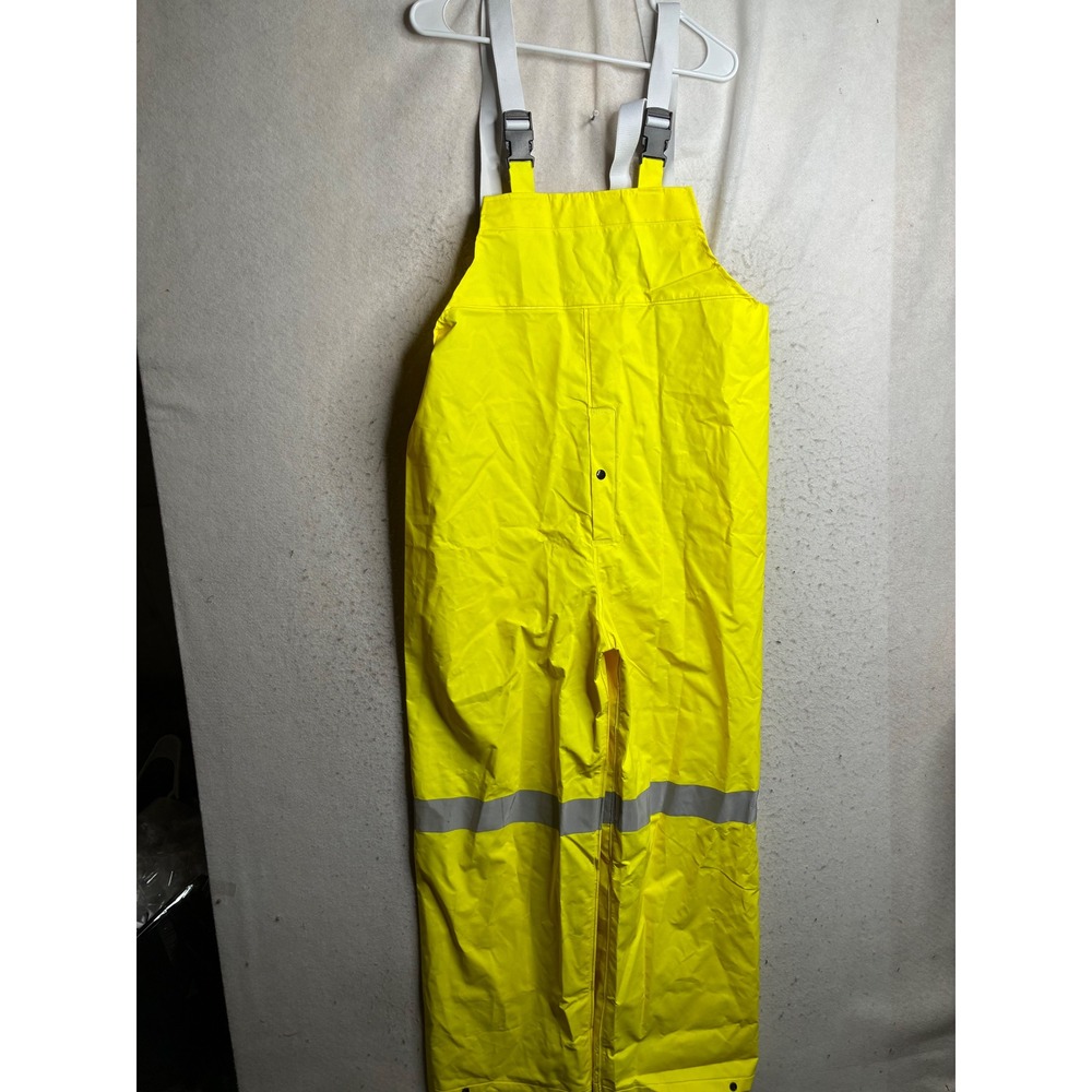 NSI Hi-Vis Bib Overall Pants Yellow Reflective Waterproof Workwear Small 319274